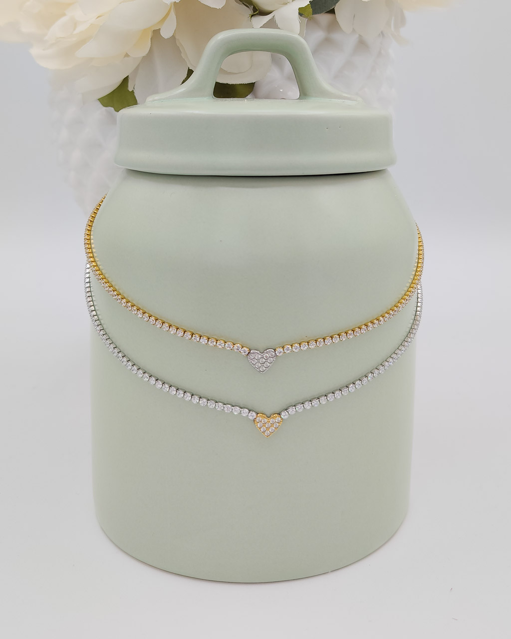 Girocollo con simbolo zirconato Scintille | Margio Gioielli Girocollo Tennis Scintille con simbolo bicolore zirconato
